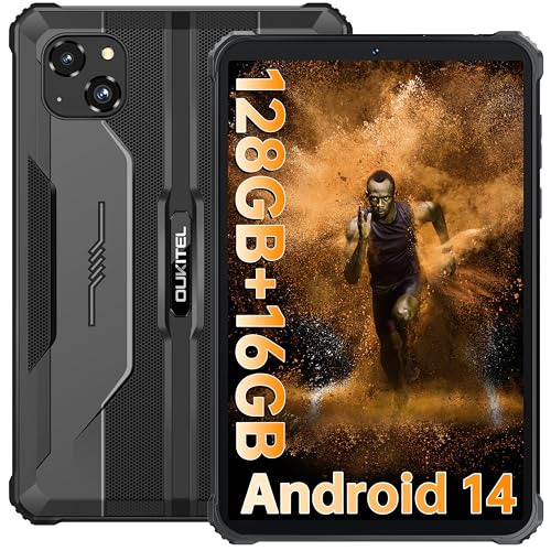 OUKITEL RT3 Pro Tablet Rugerizado - 8 polegadas Rugged Tablet Android 14, 16 GB + 128 GB 1 TB Explosível Tablet Gaming, bateria de 5150 mAh, 16 MP+ 8 MP Câmara Tablets PC, Speakers 90 dB/Dual