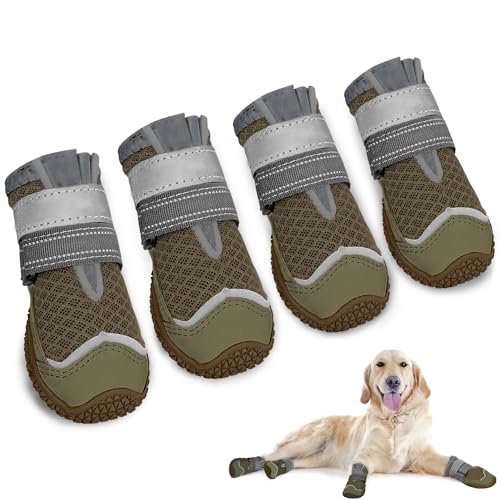 SlowTon Proteção das patas dos sapatos de cão, antiderrapantes e impermeáveis, sola de borracha refletora, botas de neve de inverno para animais de estimação