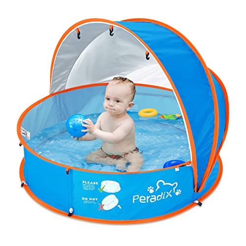 Peradix Piscina para bebé 4 em 1 Pop Up com proteção UV, piscina de bolas, tenda de campismo para bebé com mosquiteira, tenda de campismo portátil, piscina de bolas, proteção solar para o verão