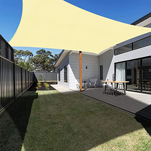 Ankuka Toldo vela de sombra, 4 x 5 m, bege retangular, impermeável, para exterior, 98 % de proteção UV, adequado para jardim, terraço e campismo