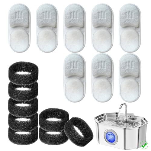 APAUK Cat Water Fountain for Drinking, 3,2 l, Water Fountain Stainless Steel, Automatic Bowl, Quiet Pet Water 8 + 8 S