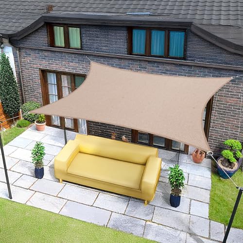 Sunnylaxx 3,5 x 4,5 m, vela de sombra impermeável, retangular, cinzento para-soldo, terraço, proteção contra raios UV, para exteriores, pérgolas e jardim, terraços
