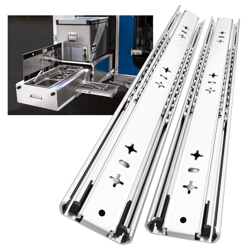 AOLISHENG Guias de correr para gavetas, 850 mm extensão completa para trabalho pesado trilhos para gavetas 80 kg capacidade de carga laterais para gavetas com rolamento de esferas, 1 par (2 peças)