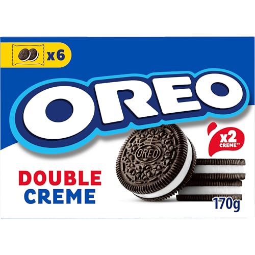 Oreo Creme duplo, bolachas de chocolate recheadas com creme duplo sabor baunilha, as bolachas clássicas mas com enchimento duplo, embalagem de 170 g