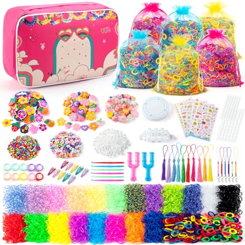 SLEMAKO 18000 Borrachas para fazer pulseiras, pulseiras de borracha elásticas 20 cores com ganchos miçangas, DIY pulseiras de borracha para iniciantes kit presentes brinquedo para meninos meninas