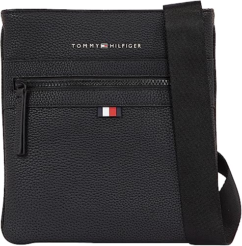 Tommy Hilfiger Homem mala de tiracolo essencial PU Crossover pequeno, preto (Black), tamanho único, Preto (Preto)