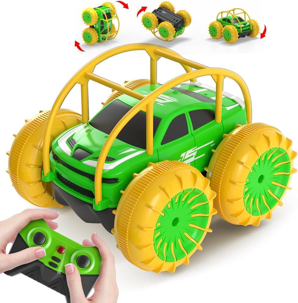 MaxTronic Carro telescópico de carregamento direto para crianças - veículos RC Anfíbio 2,4 G 360 ° - 15 KM/H - 4WD, carro de crobacias todo-o-terreno com LED ajustável - meninos e meninas de 3 a 12