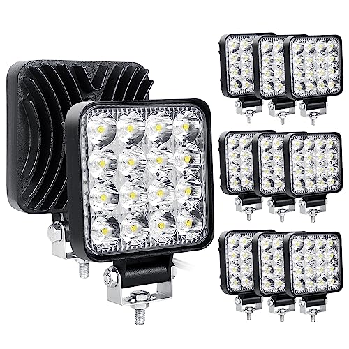 RIGIDON 10 unidades farol de trabalho retangular, 3,3 polegadas mini 48 W, Spot lâmpada trabalho led para off-road camião carro ATV 4 x 4 trator moto, foco exterior led 12 v 24 V spotlights faróis de