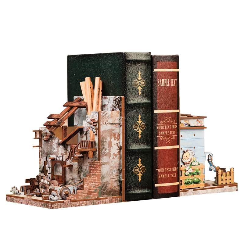 CUTEBEE Book Nook Kit Conjunto de suportes de livros de Natal, suporte para livros em miniatura, decoração de prateleiras, conjunto de maquetes para adultos, 2 unidades (Love and Peace)