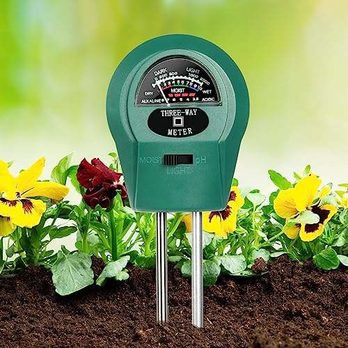 flintronic Medidor de humidade do solo, testador de solo preciso 3 em 1 com medidor de pH, luz e humidade, testador de humidade para agricultura/jardim, para interior e exterior