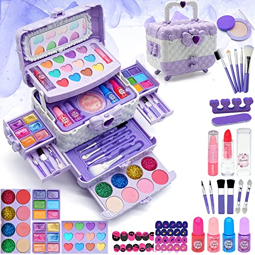 EVACOK Maquillage Enfant Fille - Maquillage lavável Trousse Maquillage Enfant Avec Sac à Main, Non Toxique kit de maquilhagem meninas, presente de aniversário e Natal para meninas de 4 5 6 8-10