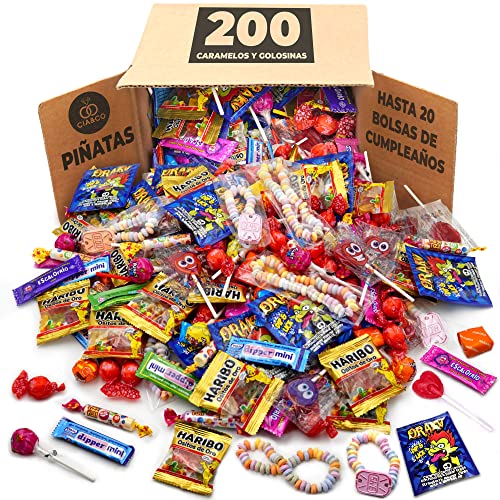 Mega Pack de 200 carros, doces e gulosinas Cia & Co · para aniversários, pinatas, festas infantis, Natal, Halloween · até 20 bolsas de aniversário, sortimento individualmente (MEGA BOX)