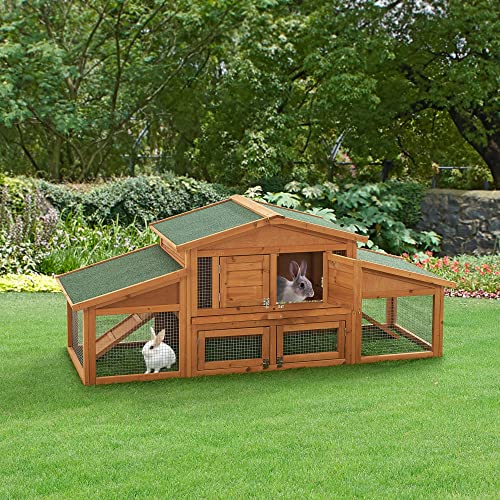 Coelheira de exterior gaiola para animais de estimação com bandeja removível teto asfáltico abeto betume metal 72 x 180 x 62 cm natural