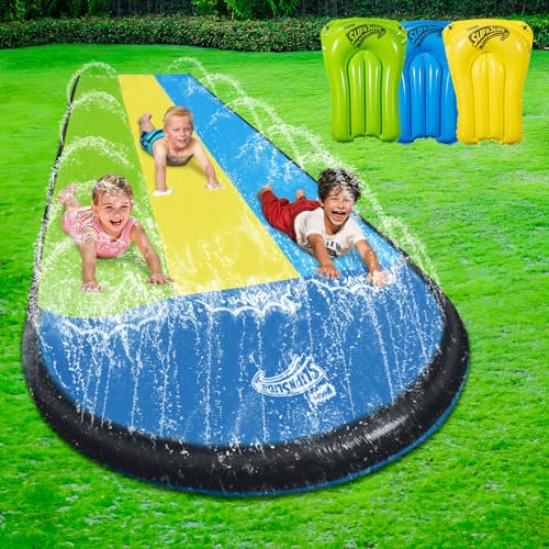 Wham-O Slip N Slide Triple Waver Rider com Boogie 548,64 cm para crianças de 5 a 12 anos, Backyard Water Fun