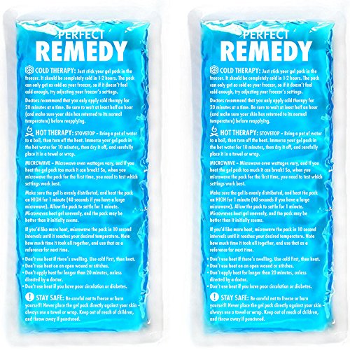 2 PACK Saco de gel frio para lesões reutilizáveis (28 cm x 14 cm) - saco de gel frio e quente, flexível e macio para alívio da dor no joelho, costas pescoço tornozelo e reabilitação (azul)