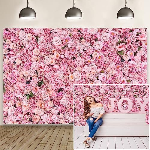 Aoihrraan 3,5 x 2,5 m casamento flor parede fundo rosa rosa floral romântico flores dia dos namorados fotografia fundo nupcial duche mãe dia meninas mulheres aniversário decoração retrato foto estúdio