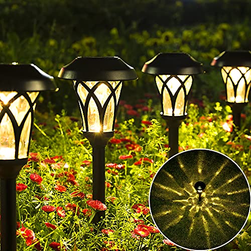 Solpex Luzes solares para exteriores, luzes solares de jardim, embalagem de 6, LED branco quente, impermeáveis, automáticas, energia solar, para pátio, paisagem, relva, trilho, caminho de entrada