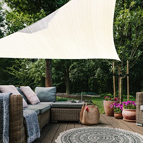 HAIKUS Toldo, vela triangular 3 x 3 m, vela de sombra triangela, 3 x 3 m, HDPE, respirável, resistente a 98% raios UV, para exteriores, pátio, jardim, terraços (branco)