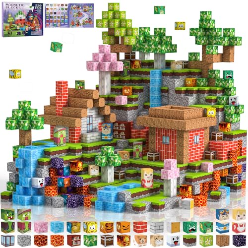Crifeton Blocos magnéticos construção crianças 220 peças 2 cm, jogo Magnetic Blocks linhas construção, brinquedos Montessori para meninos 4 5 6 7 8 9 10 11 12 presentes de aniversário para meninas