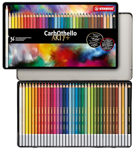 STABILO Lápis de cor giz - pastel CarbOthello - caixa de metal com 36 cores