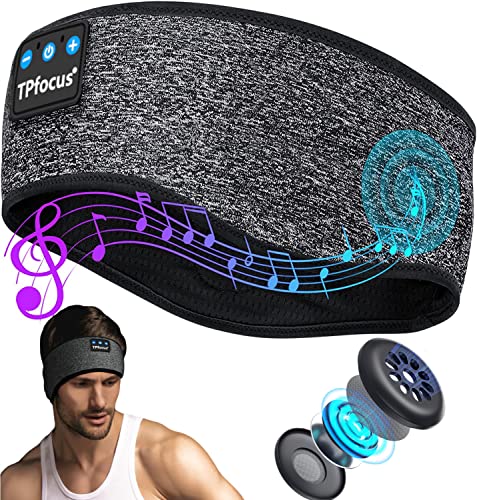 TPfocus Auriculares para dormir ASMR auriculares Bluetooth presente para homem e mulher, sem fios recarregáveis Bluetooth para correr, viagens e relaxamentos (cinzento)