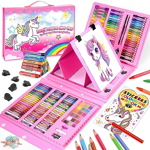 HappyGoLucky Maletin Tintas para a faculdade, detalhes presente de aniversário, brinquedos para crianças 3-10 anos, lápis cores para pintura.