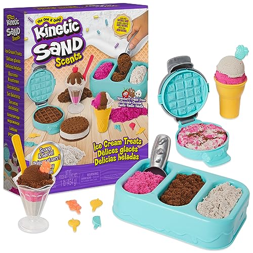 Kinetic Sand - Set DELICIAS geladas: 454 g de areia mágica de 3 armas e 6 ferramentas - kit artesanato crianças - 6059742 - brinquedos crianças 3 anos +