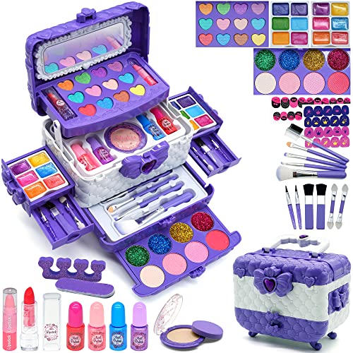 Maquillage Enfant Fille - Maquillage lavável Trousse Maquillage Enfant Avec Sac à Main, Non Toxique kit de maquilhagem meninas, presente de aniversário e Natal para meninas de 4 5 6 8-10