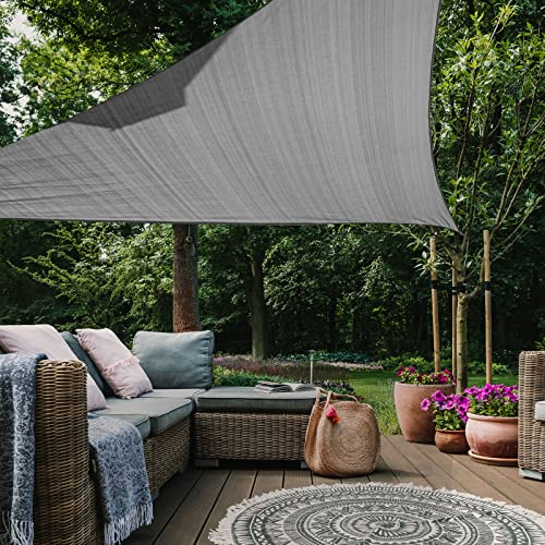 HAIKUS Toldo, vela triangular 5 x 5 x 7,1 m, vela de sombra, retangular, HDPE, respirável, resistente a 98% raios UV, para exteriores, pátio, jardim, terraços, cinzento e grafite,