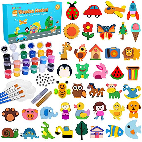 Jogos de pintura, CGBOOM artesanato kit de 40 ímanes de frigorífico atividades criativas, presente de aniversário para crianças de 3 a 10 anos