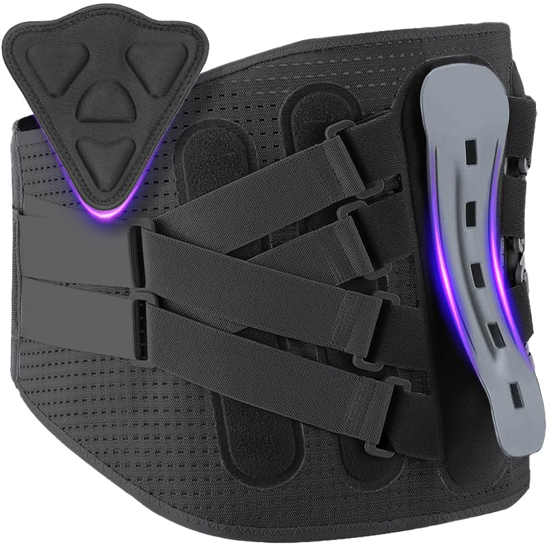 mezzuno Faixa lombar para homem e mulher com suporte biónico, almofada de apoio 3D, talas ergonómicas, 8 pontos de compressão, malha elástica respirável, dor nas costas, ciática, trabalho, postura (L)