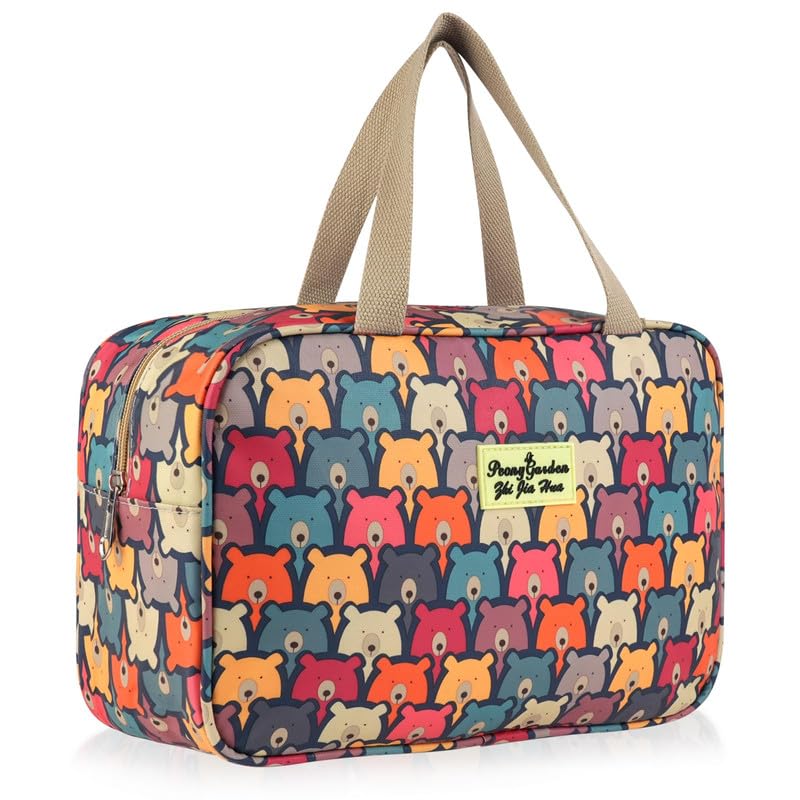 Aucuu Neceser de viagem para cosméticos portátil, mulheres precisa de viagem bolsa, organizador de maquilhagem, grandes bolsas de toucador para menina mulher, #1 Urso