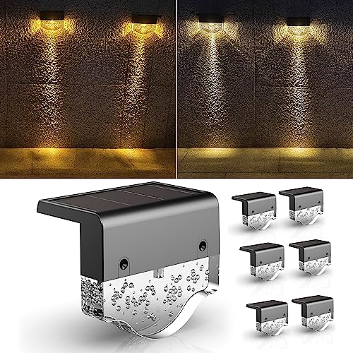 A.bigwhale Luzes solares para cobertura, luzes solares exteriores, candeeiro solar exterior jardim, 6 peças luzes solares impermeáveis para estrada de jardim, pátio, escadas, terraço