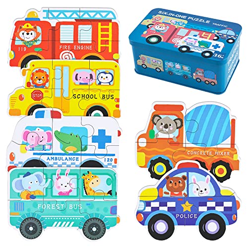 BBLIKE Brinquedos Montessori puzzle infantil para crianças, puzzle de madeira, 6 pacotes quebra-cabeças puzzle brinquedos bebés para crianças de 1 2 3 4 5 anos montessori educativos presentes 3D