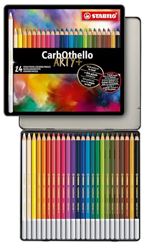 Lápis de cor giz - pastel STABILO CarbOthello - estojo de metal ARTY com 24 cores
