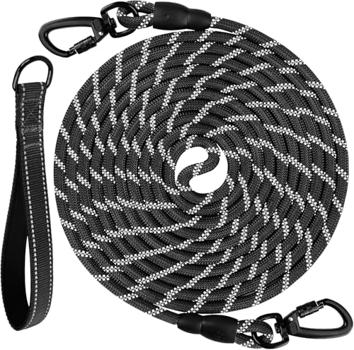 Joytale Trela comprida para cão, trela de treino para cães de 5/10 / 15/20 m, trela resistente para campismo passeio (preto 10 m)