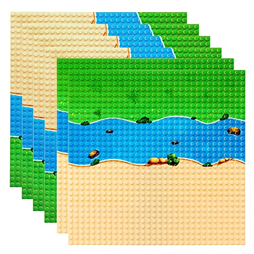 Lekebaby 6 placas de construção, compatível com a maioria das marcas, 25 x 25 cm, placas multicoloridas
