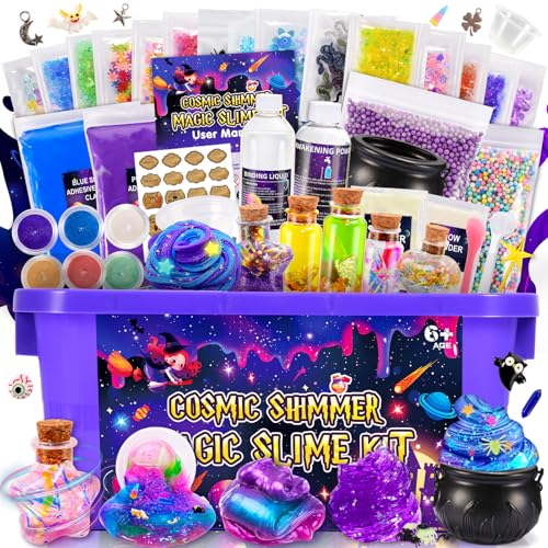 iKidiki Slime para crianças 6 7 8 9 10 11 12 anos, presente menina 6-12 anos Galaxy Slime kit brinquedos para menina 6-12 anos artesanato para meninas Slime Fluffy poções mágicas meninas