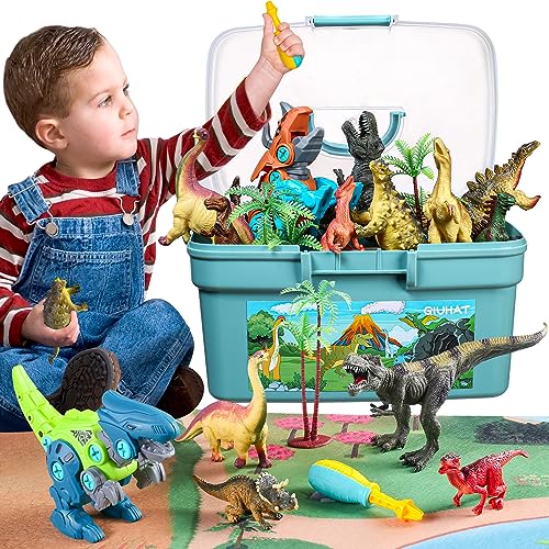 GIUHAT Dinossauros brinquedos, presente de Natal criança figura de dinossauro e dinossauro destacável brinquedos crianças 3 2 4 5 6 anos presentes de aniversário crianças jogos infantis presente