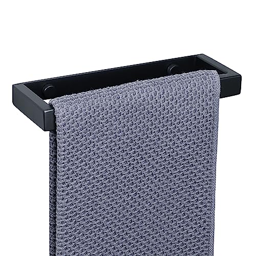 SAYAYO Toalheiro preto toalhas de banho sem broca gancho toalha casa de banho autocolante aço inoxidável toalheiro casa de banho autocolante para casa de banho e cozinha 20 cm, instalações perfuradas
