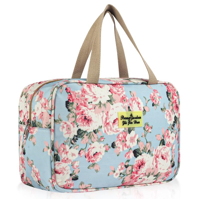 Aucuu Neceser de viagem para cosméticos portátil, mulheres precisa de viagem bolsa, organizador de maquilhagem, grandes bolsas de toucador para menina mulher, #5 Peónia, Contemporâneo