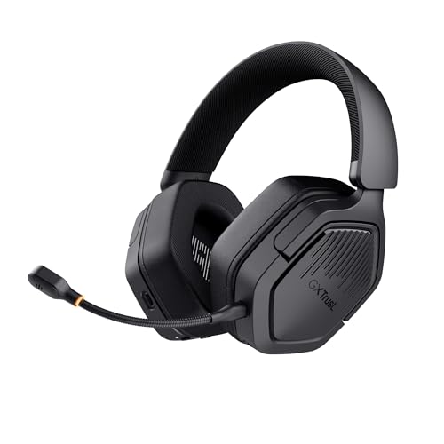 Trust GXT 1493 Ravox Capacetes Gaming sem fios Bluetooth 2,4 GHz PS5 PS4 PC Switch Mobile, altifalantes 50 mm, bateria de 70 horas, baixa atenção, auriculares sem fios Over-Ear, preto