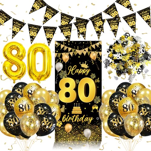 Balões 80 aniversário homem mulher, decoração 80 aniversários com balões de aniversário 80 anos, 80 anos decoração de aniversário feliz, festa de 80 anos decorações para 80 aniversários homem