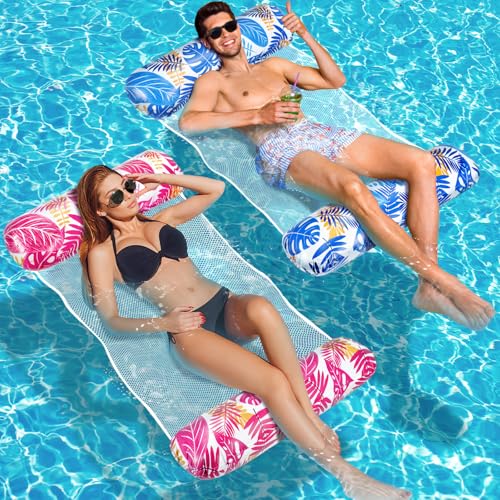 WEARXI Tapete de piscina XL, 2 unidades piscina insuflável tapete, 4 em 1 insufláveis para piscina, flutuadores piscina para adultos e crianças, tapete de piscina para adultos e crianças