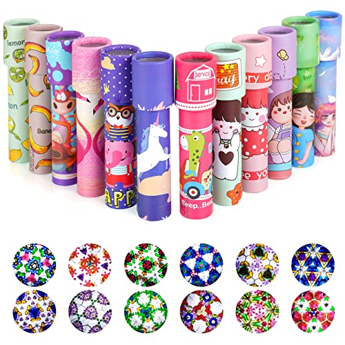 AUAUY 12 peças calidoscópio infantil para desenvolver, brinquedo mágico e giratório de papel para aniversários de crianças (cor aleatória)