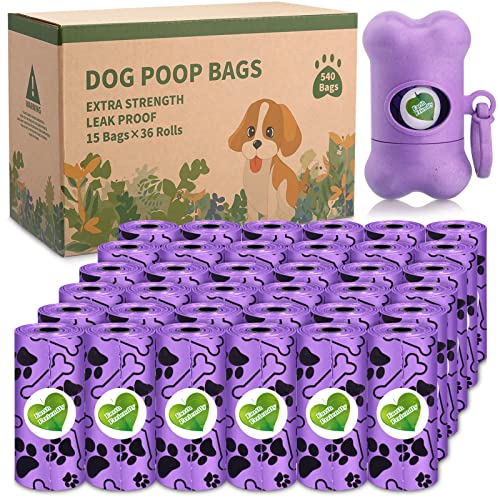 McNory - Sacos de recolha, 540 sacos para cães de expulsão, 36 rolos, saco para excrementos para cães com dispensador de sacos de dessecção canina, resistente a fugas e inodoros