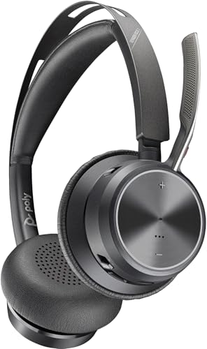 POLY Voyager Focus 2 USB-C-C Headset USB-C/A Adapter Customer Special 1 - Active Noise Canceling (ANC) - Connect PC/Mac/Mobile via Bluetooth, preto