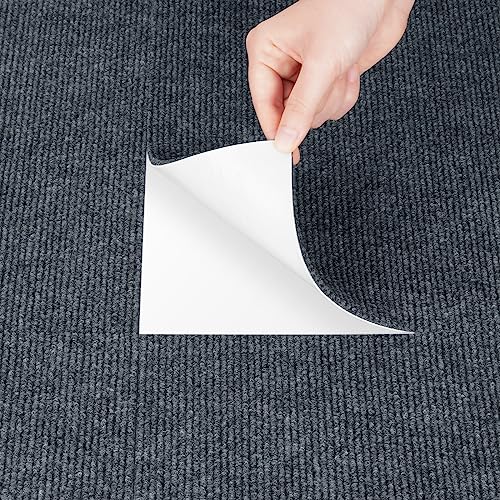 Livelynine Moqueta de chão cinzento lavável azulejos de tapete 30 x 30 cm antiderrapante tapetes para casa escritório comercial quadrado tapete sala de estar corredor quarto casa, 4 azulejos