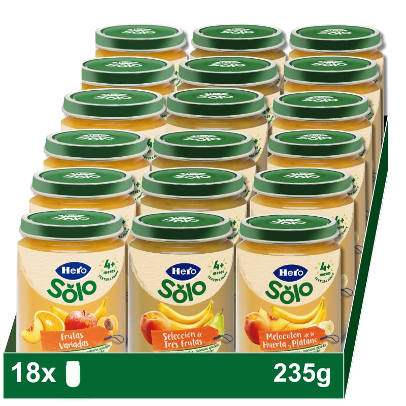 Hero Baby - Caixa mista de bolos de frutas, 6 carrinhos de frutas variadas e 6 carrinhos seleção de três frutas e 6 carrinhos de pêssego da horta e banana, sem açúcar adicionado, pack de 18 x 190 g