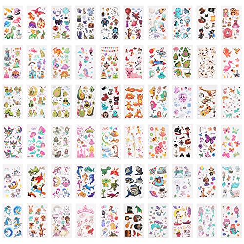 ACWOO Desenhos animados, 60 folhas impermeáveis tatuagens temporárias crianças autocolantes, Natal Halloween estilo misto presente